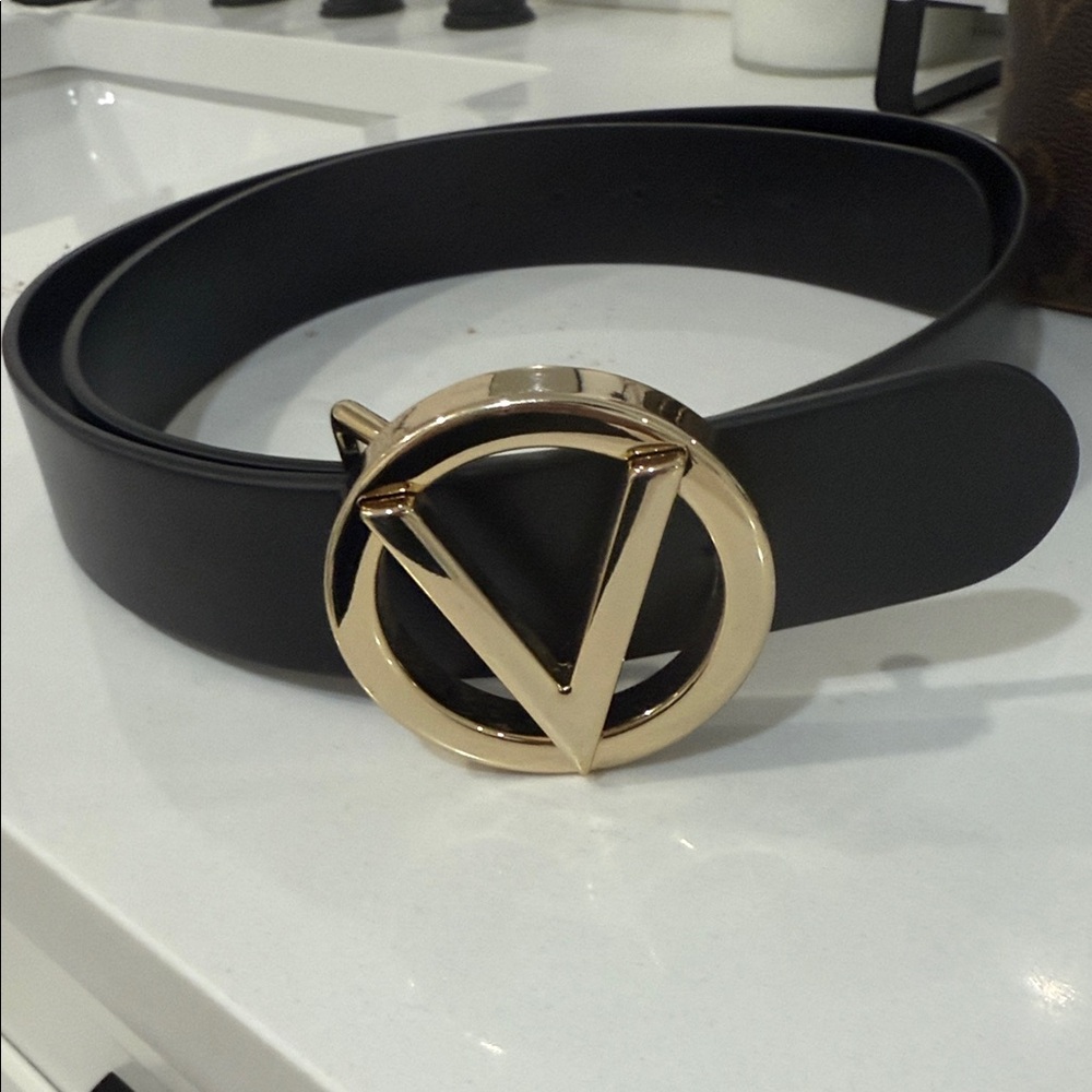 Valentino Black Belt with Gold Buckle